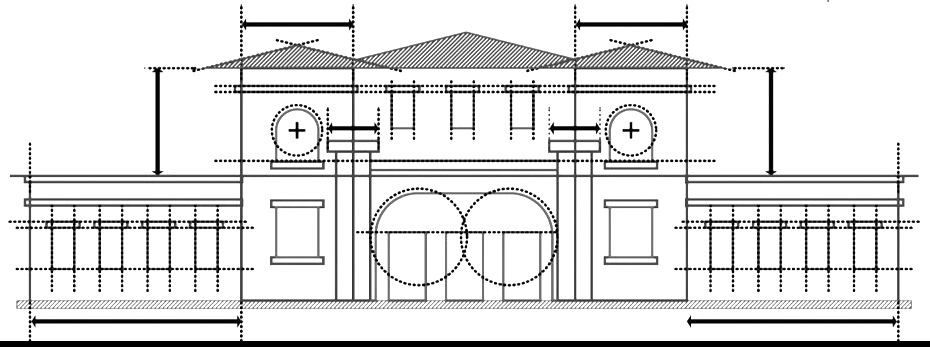 Plano de la fachada del edificio de Casa Grande